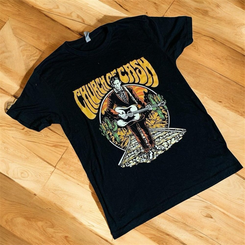 Johnny Cash Black Band T Shirt Tee Graphic Short Sleeve Small